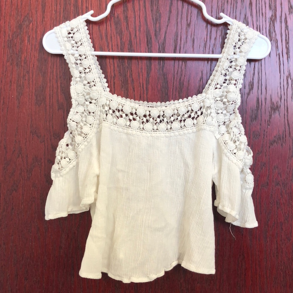 White cold shoulder top